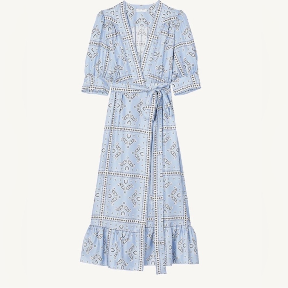 Sandro Blue Paisley Wrap Around Maxi Dress